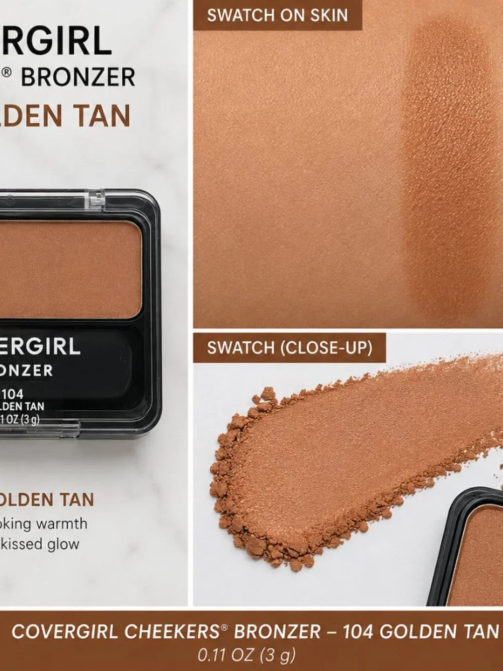 COVERGIRL Cheekers Bronzer – 104 Golden Tan – 0.11 oz